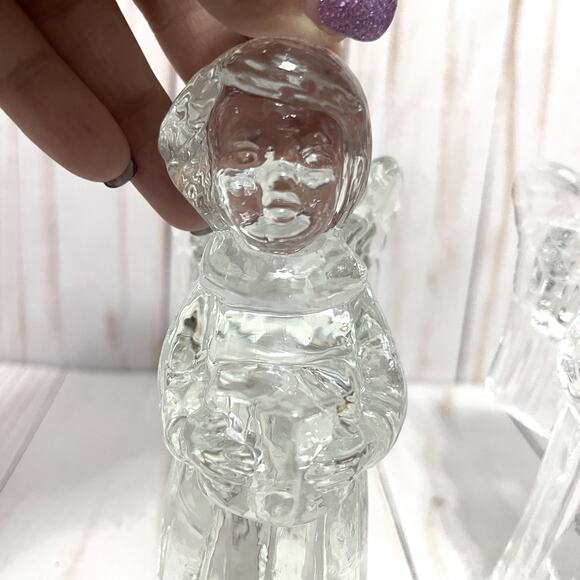 Vintage 5” Singing Choir Angel Candle Holders Crystal Cut Heavy Set of 2 - Picture 7 of 11